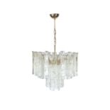 CHANDELIER A brass and glass chandelier, with fifty-four glass drops, Italy. 90 x 60 x 60cm