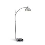 T-PONS A chrome T-Pons Arco floor lamp with adjustable tubular structure. c. 1970. 200 cm (high)