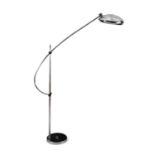T-PONS A chrome T-Pons Arco floor lamp with adjustable tubular structure. c. 1970. 200 cm high