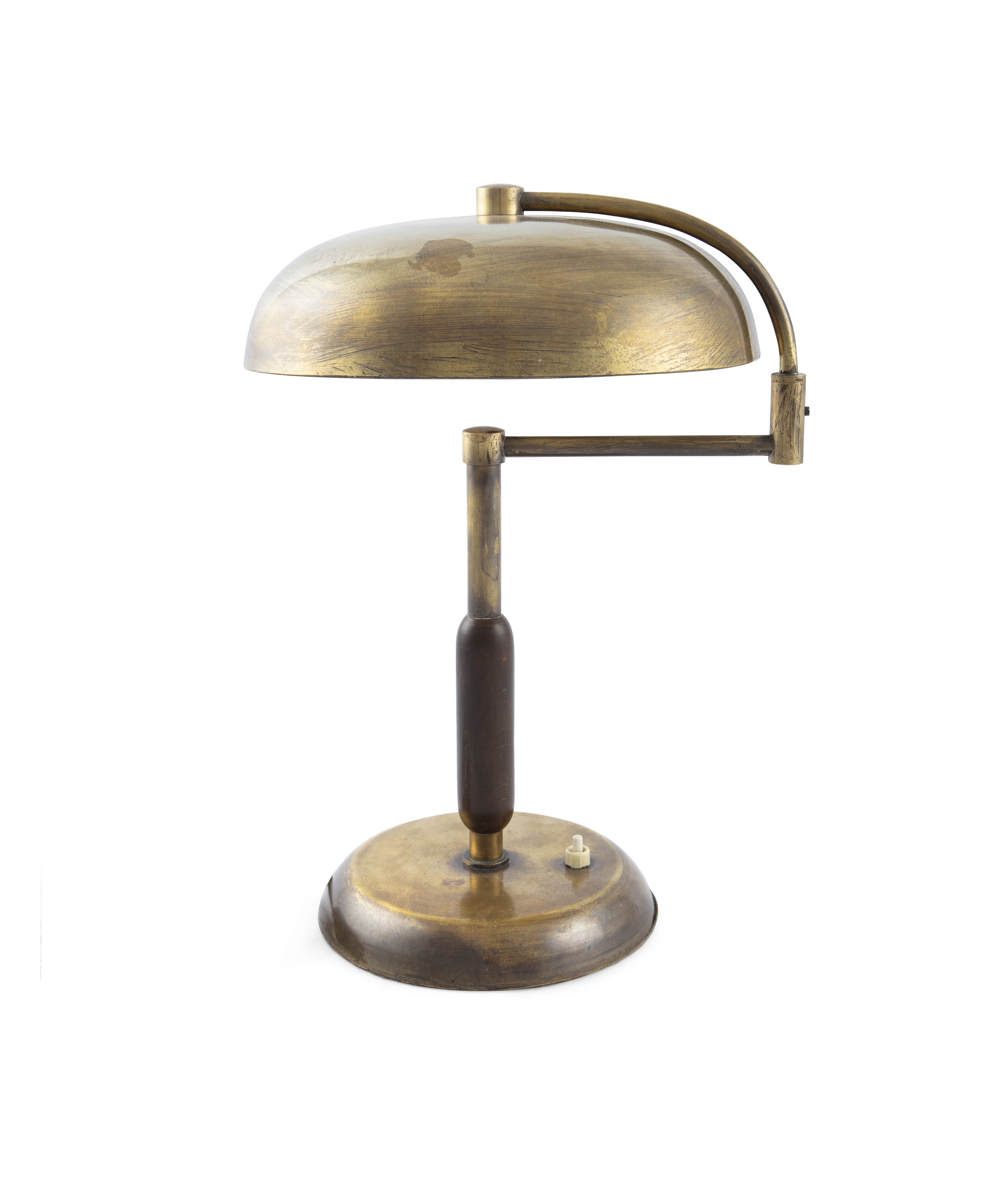 MAISON DESNY A Maison Desny table lamp, in brass and lacquered wood, France c.1930. 39cm high