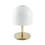 TABLE LAMP Brass table lamp with an opaque glass shade. Italy c. 1970. 54cm high