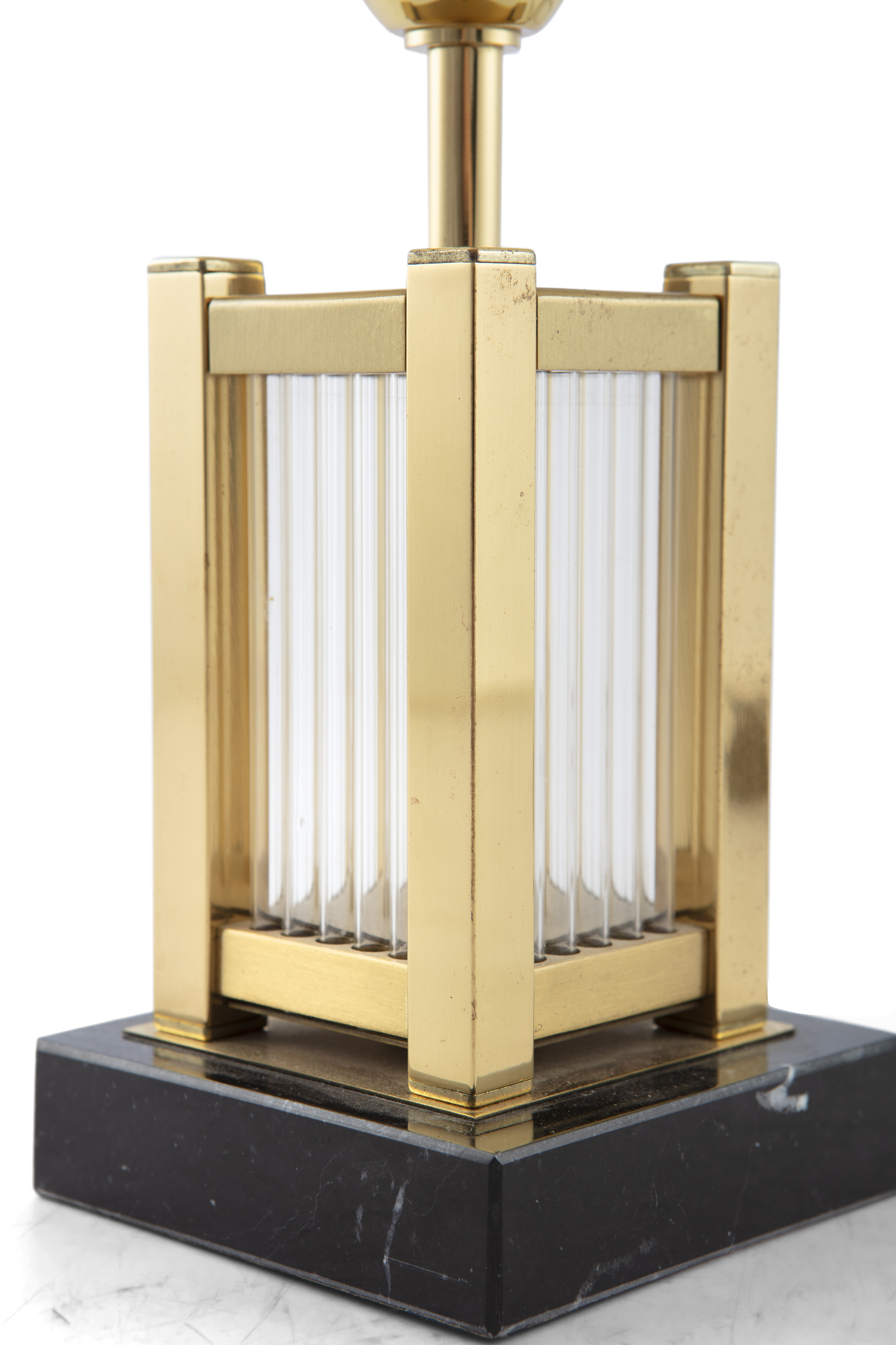 ROMEO REGA A Romeo Rega lamp in brass and glass, on a marble base, Italy c.1960. 42cm high - Image 3 of 3
