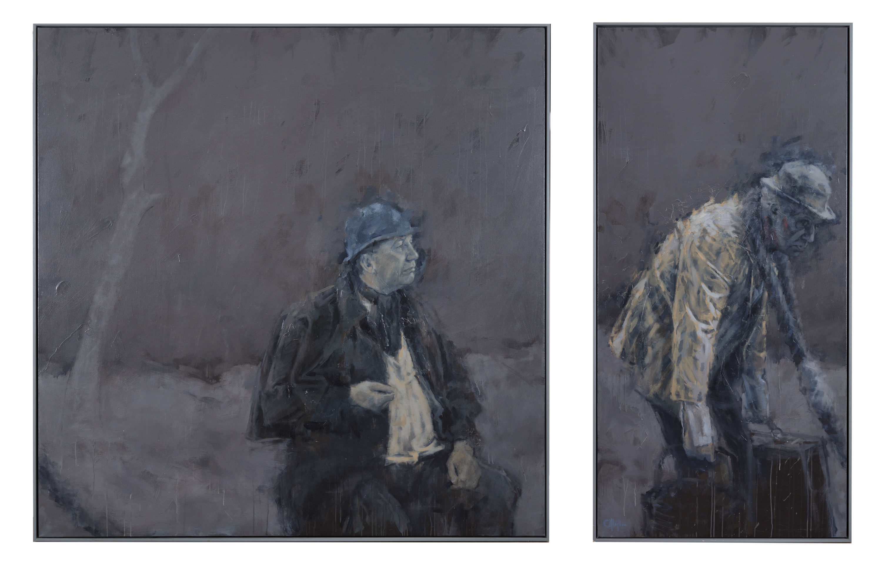 Cian McLoughlin (b.1973) Pozzo and Lucky Diptych, oil on canvas, 188 x 274cm Signed Provenance: