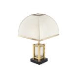 ROMEO REGA A Romeo Rega lamp in brass and glass, on a marble base, Italy c.1960. 42cm high