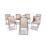SAPORITI A set of eight chrome dining chairs by Saporiti, Italy c.1970. 82 x 49 x 45cm