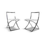 MARCELLO CUNEO A pair of 'Model Luisa' chrome folding chairs by Marcello Cuneo, for Mobel Italia,