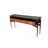 CONSOLE A Rosewood console with a glass top, four drawers with brass handles, Italy, c. 1960. 92 x