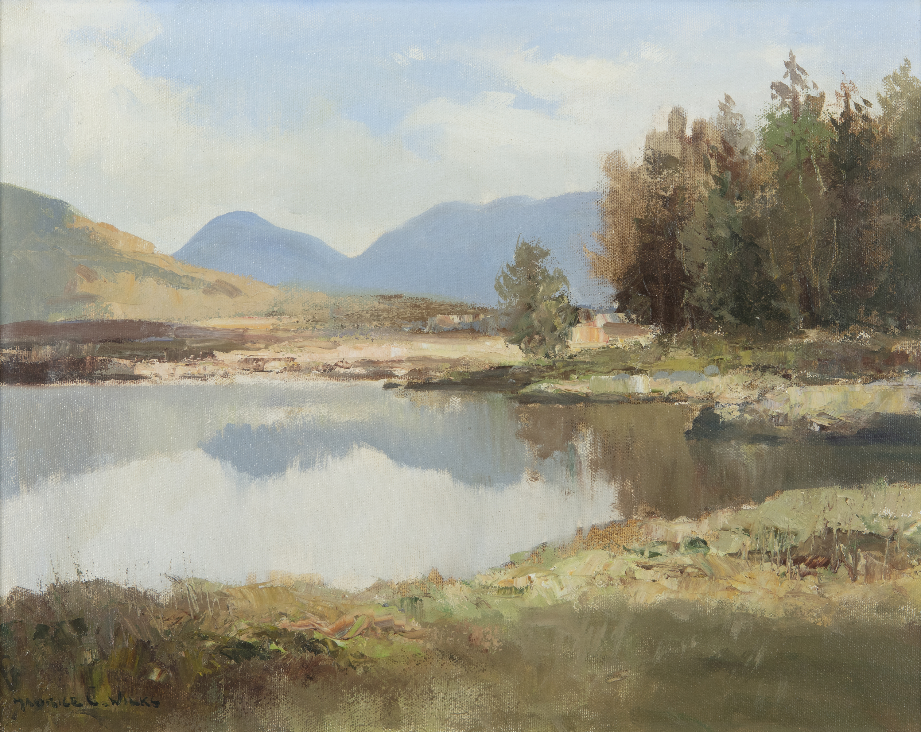 Maurice C. Wilks ARHA RUA (1910-1984) Lough Derryclare, Connemara Oil on canvas, 33 x 43cm (13 x