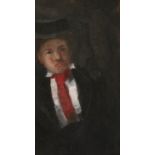 Sarah Purser HRHA (1848-1943) The Red Tie Oil on board, 22 x 12cm (8¾ x4¾'') Provenance: The