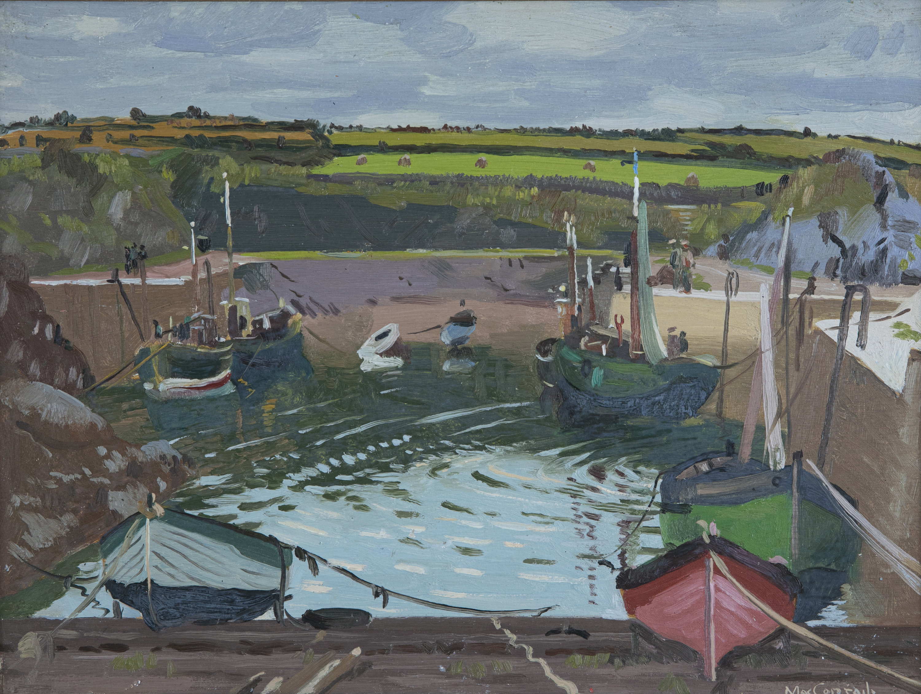 Maurice MacGonigal PRHA (1900-1974) Clogher Harbour Oil on panel, 30 x 40cm (11¾ x 15¾'') Signed;