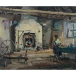 Kenneth Webb RWS FRSA RUA (b.1927) Cottage Interior, Ireland Oil on canvas, 50 x 60cm (19¾ x