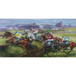 Roy Lyndsay (b.1945) Punchestown Races Oil on canvas, 59 x 116cm (23¼ x 45¾'') Signed