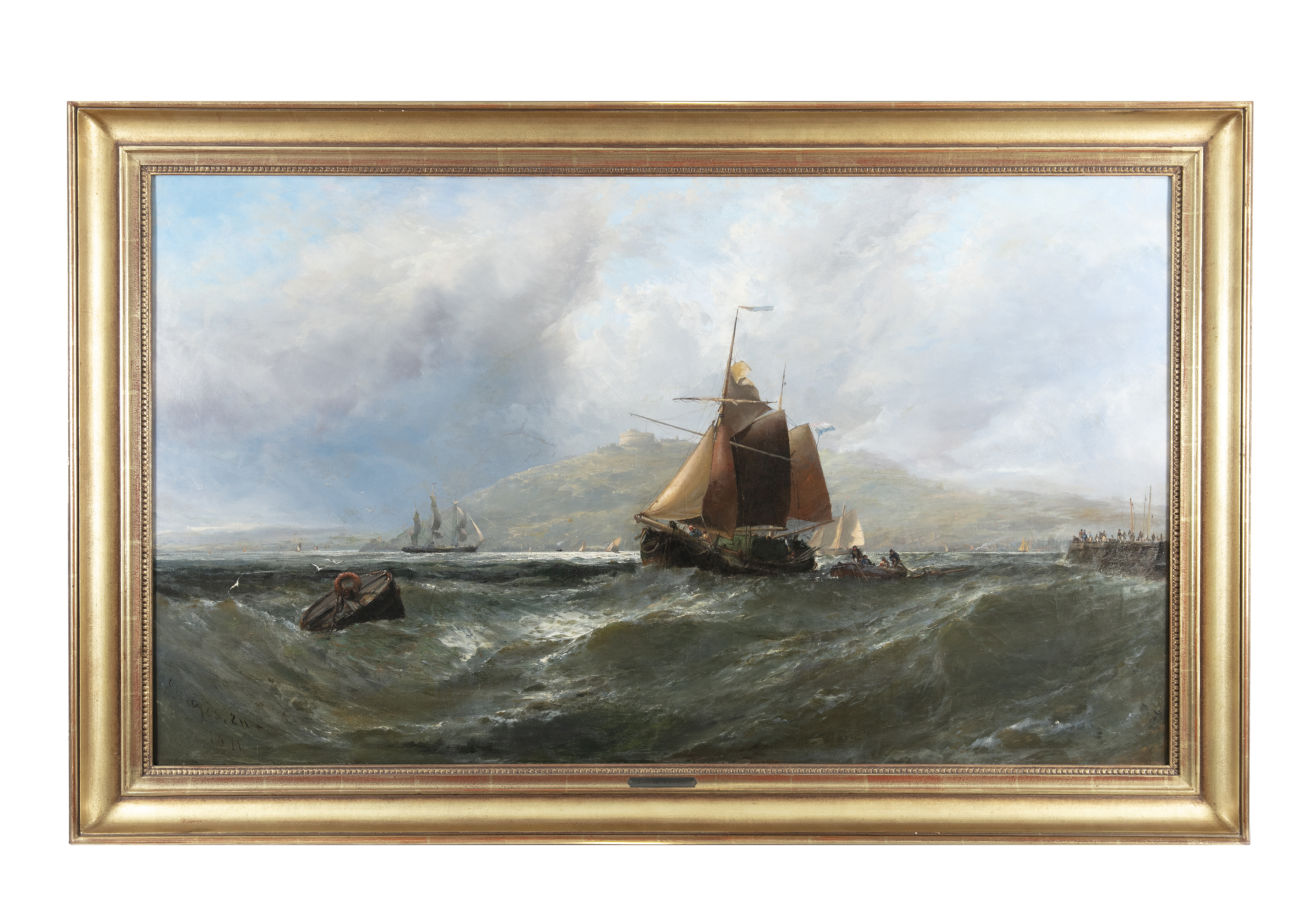 Edwin Hayes RHA RI ROI (1819 - 1904) Shipping off Falmouth with Pendennis Castle Oil on canvas, 71 x - Image 2 of 2