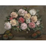 Gladys MacCabe HRUA ROI FRSA (1918-2018) Roses with Fruit Oil on board, 37 x 49.5cm (14½ x 19½'')