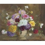 Moyra Barry (1885-1960) Still Life with Flowers Oil on canvas, 63 x 75cm (24¾ x 29½'') Signed