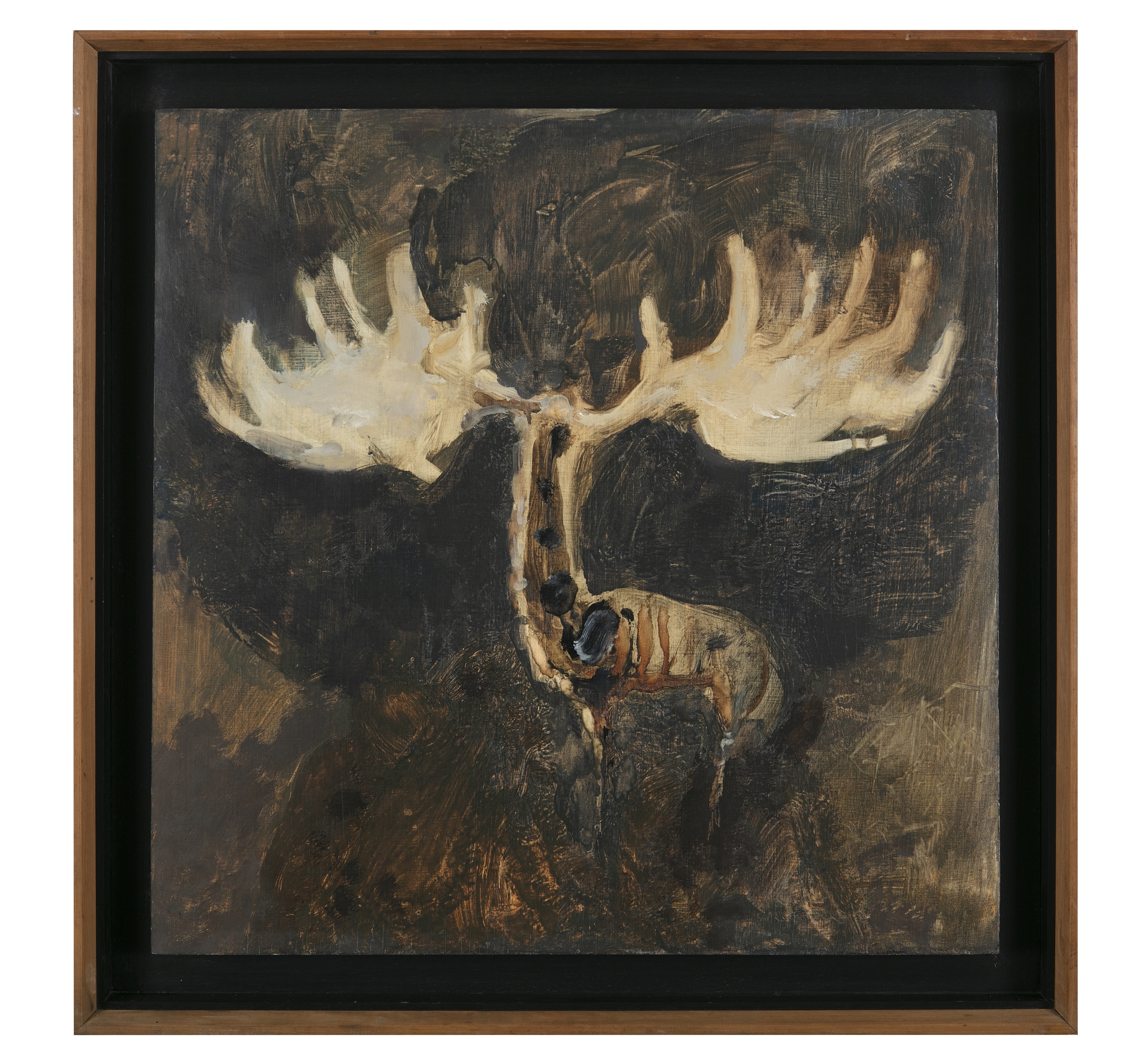 Barrie Cooke HRHA (1931-2014) Study - Romantic Elk Oil on board, 45.5 x 45.5cm (18 x 18'') Signed,