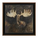 Barrie Cooke HRHA (1931-2014) Study - Romantic Elk Oil on board, 45.5 x 45.5cm (18 x 18'') Signed,