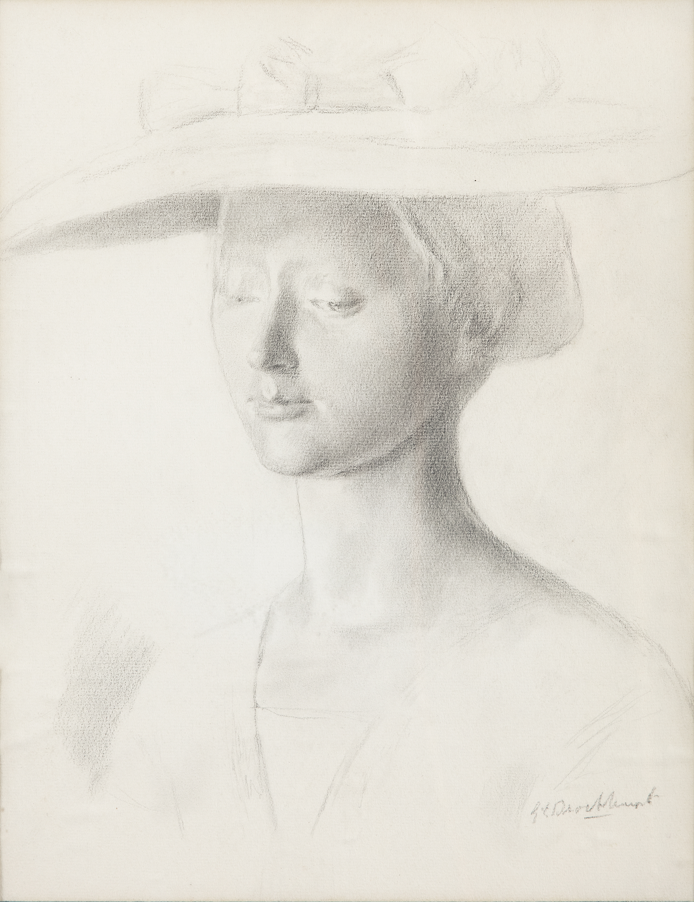 Gerald Leslie Brockhurst (1890-1978) Portrait of a Young Woman Wearing a Hat Pencil, 38 x 29cm (15 x