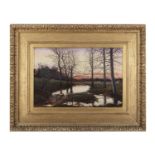 Edward J. Brennan (fl.1878-1884) Sunset through Trees Oil on canvas, 36 x 54cm (14¼ x 21¼'')