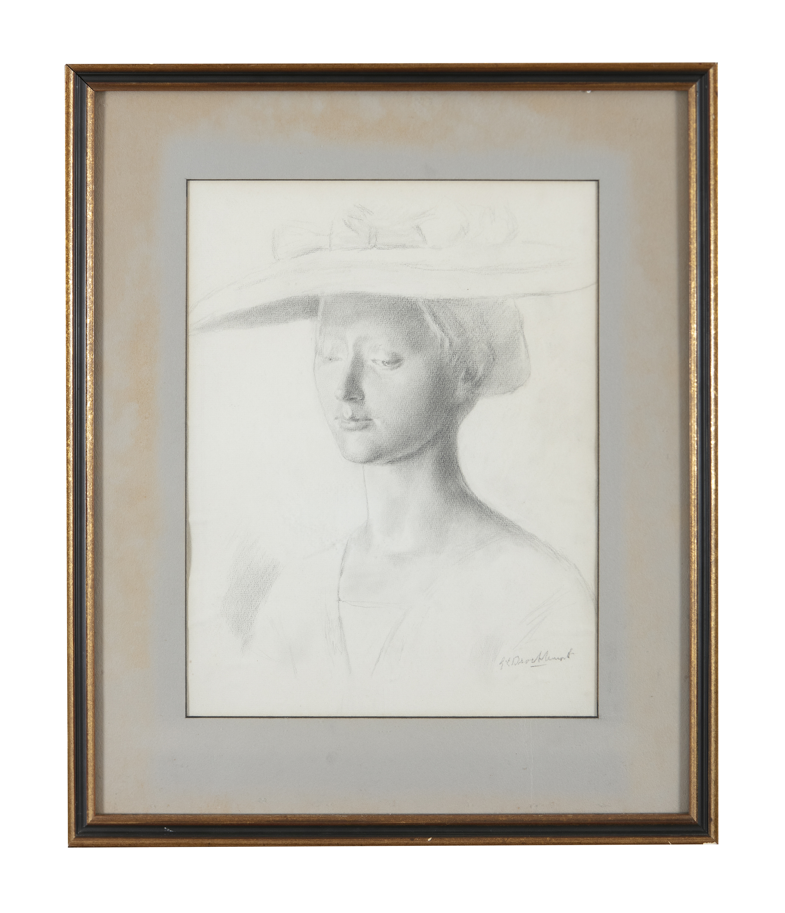 Gerald Leslie Brockhurst (1890-1978) Portrait of a Young Woman Wearing a Hat Pencil, 38 x 29cm (15 x - Image 2 of 2