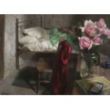 Patrick Hennessy RHA (1915-1980) Roses in a Bedroom Oil on canvas, 40.5 x 56cm (16 x 22'') Signed;