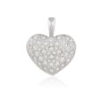 A DIAMOND HEART PENDANT, the bombé heart-shaped plaque pavé-set with brilliant-cut diamonds