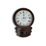 A VICTORIAN MAHOGANY CASED REGULATOR WALL CLOCK, with white enamel dial inscribed 'H. Hazelton,