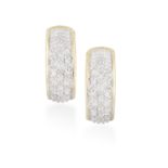 A PAIR OF DIAMOND HOOP EARRINGS, the frontispiece pavé-set with single-cut diamonds, mounted in