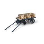 A TIMBER FRAMED MODEL OF A TRADITIONAL 'GUINNESS' DELIVERY DRAY CART, with a full load of eighteen