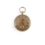 AN 18K GOLD OPEN-FACE POCKET WATCH, Sheffield 1891, by Thomas Russell & Son, London, markers for the