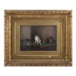 ENGLISH SCHOOL (19TH CENTURY) Cats on a snooker table Oil on porcelain panel, 17 x 24cm; together