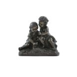 FRENCH SCHOOL (19TH CENTURY) Children Playing Bronze group, 20cm wide x 19cm high