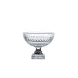 AN IRISH CUT GLASS PEDESTAL BOWL, 19th century, cut with a row of flutes to the rim above a narrow