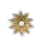 A FRENCH VICTORIAN '8-DAY' GILTWOOD SUNBURST SHAPED CLOCK, the enamel dial enclosed within a band of