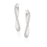 A PAIR OF DIAMOND HOOP EARRINGS, of wavy design, each frontispiece set with a line of graduated