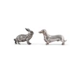 A STERLING SILVER MODEL OF A HARE, c.1900, realistically cast standing on all fours, stamped '