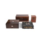 A COLLECTION OF VICTORIAN WRITING BOXES AND CADDY BOXES