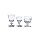 A COLLECTION OF THREE EARLY 19TH CENTURY BLOWN AND CUT GLASS GOBLETS, ranging from 10.5 to 13.5cm