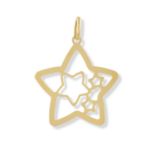 A GOLD STAR PENDANT, of openwork 'star' design, mounted in 18K gold, length (including bale): 4.7cm,