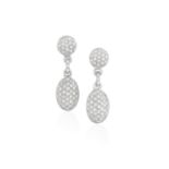 A PAIR OF DIAMOND EARRINGS, each circular bombé plaque pavé-set with brilliant-cut diamonds,