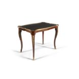 A FRENCH TULIPWOOD AND GILT METAL MOUNTED OCCASIONAL TABLE, mid 20th century, the shaped rectangular