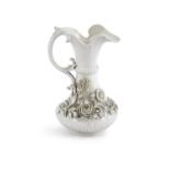 A BELLEEK SECOND PERIOD ABERDEEN VASE, with flared rim and flower encrusted body, factory mark to