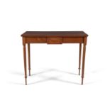 A MAHOGANY SIDE TABLE OF RECTANGULAR FORM, the plain frieze with central rectangular tablet, and