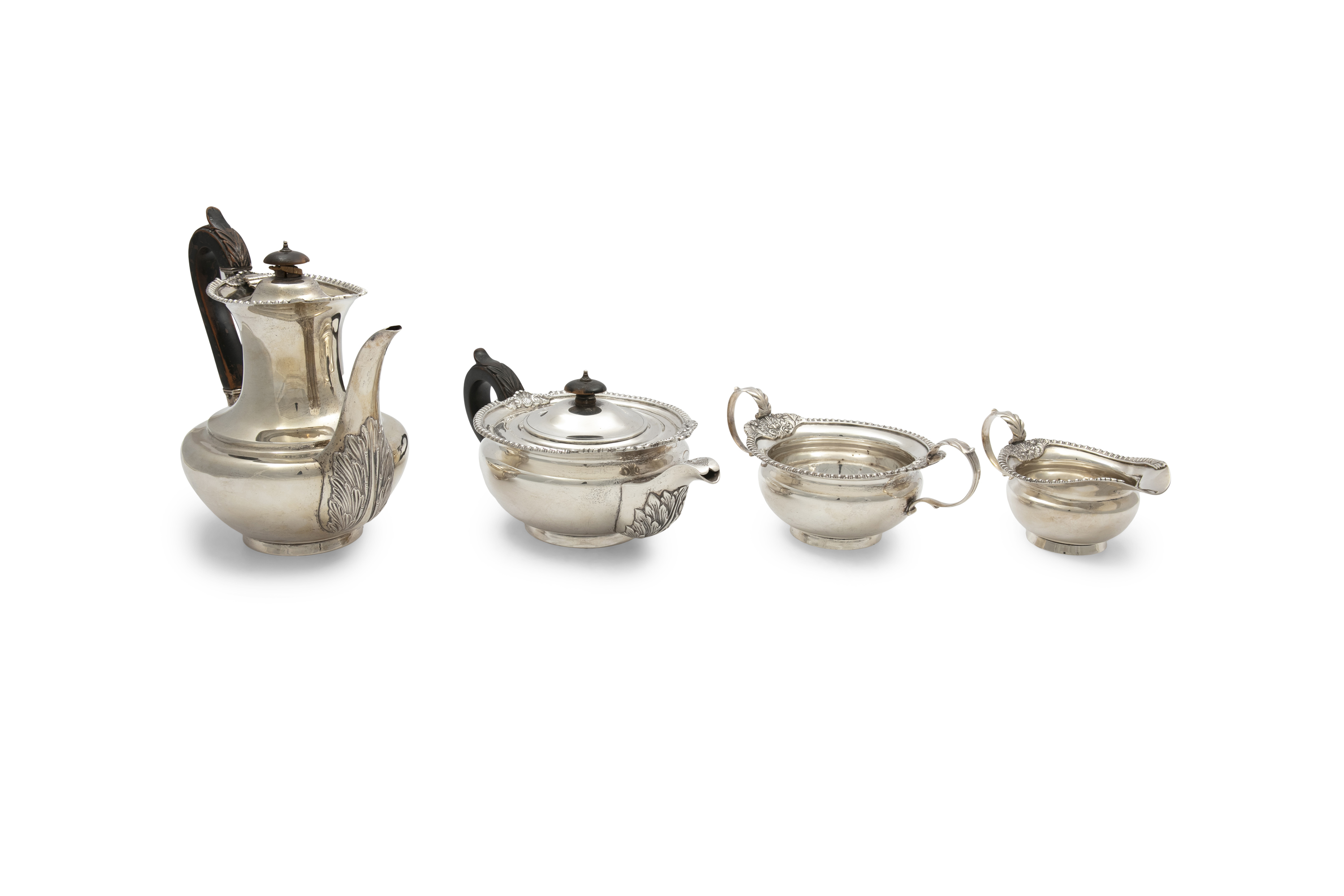 AN EDWARDIAN FOURPIECE SILVER TEA AND COFFEE SERVICE, London 1903/1904, of classical design, - Image 2 of 4