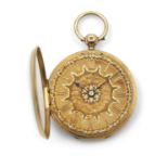 AN 18K GOLD OPEN FACE POCKET WATCH, signed John Donegan, Dublin, with blue steel hands and star