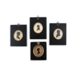 FOUR FRAMED SILHOUETTE PROFILE PORTRAITS, including three after Marcell Shears, reproductions and