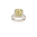 A SINGLE-STONE DIAMOND RING, the rectangular mixed-cut diamond weighing approximately 6.50cts,