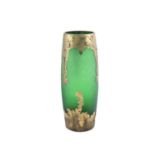 A FRENCH 'ST. DENIS' GREEN AND GILT DECORATED GLASS VASE, attributed to Francois Theodore Legras,