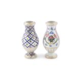 TWO 20TH CENTURY DRESDEN PORCEALIN SPILL VASES, of baluster form, with floral decoration in