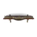 A FRENCH MAHOGANY AND GILT METAL HANGING DISPLAY SHELF, 19th century, of bowed shape, mounted with